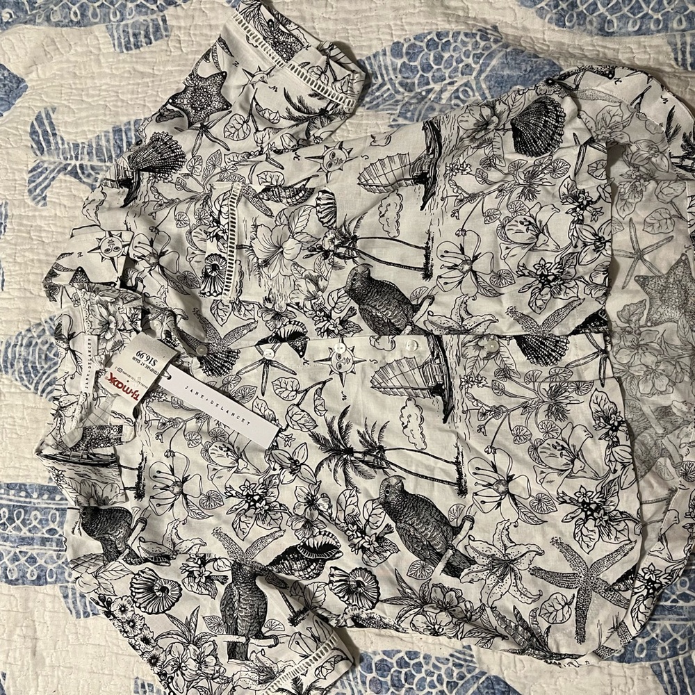 Jane and Delancey Black and White Button Down Shirt